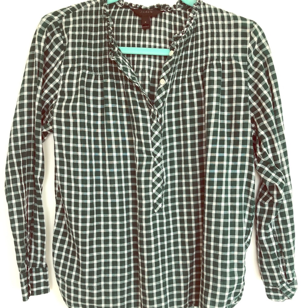 J. Crew-Green Check button down; Size 4